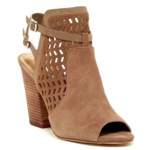 BCBG Generation Suede Brown Creen Peep Toe Bootie